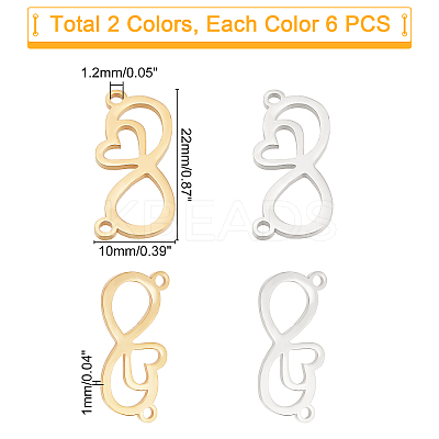 12Pcs 2 Color 201 Stainless Steel Pendants STAS-UN0032-45-1