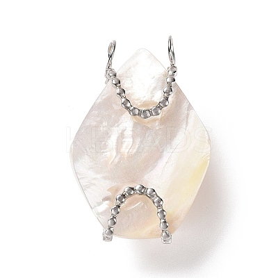 Natural White Shell Pendants SSHEL-C009-03P-1