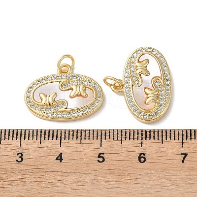 Brass Micro Pave Clear Cubic Zirconia Pendants KK-B083-20G-04-1