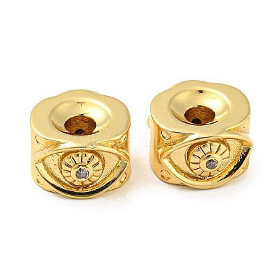 Rack Plating Eco-Friendly Brass Micro Pave Clear Cubic Zirconia Beads LS-KK-M258-05G-1