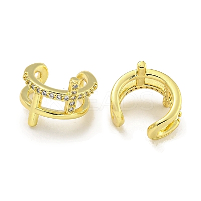 Brass Micro Pave Cubic Zirconia Cuff Earrings EJEW-C104-003G-1