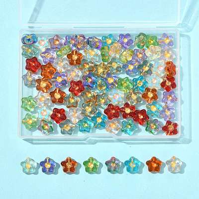 80Pcs 10 Colors Electroplate and Golden Metal Enlaced Glass Beads EGLA-FS0001-56-1