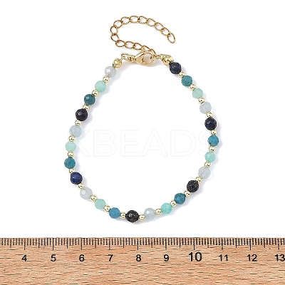 Natural White Jade & Amazonite & Apatite & Lapis Lazuli Round Beaded Necklaces and Bracelet Set SJEW-JS01382-1
