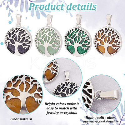 8Pcs 4 Styles Natural & Synthetic Mixed Gemstone Pendants G-PH0002-39P-1