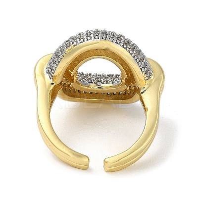 Rack Plating Brass Micro Pave Cubic Zirconia Cuff Finger Rings for Women RJEW-C114-16J-G-1