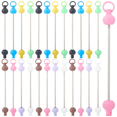 32Pcs 8 Colors Plastic Beadable Keychain Bar for Jewelry Making DIY Crafts AJEW-CP0006-90-1