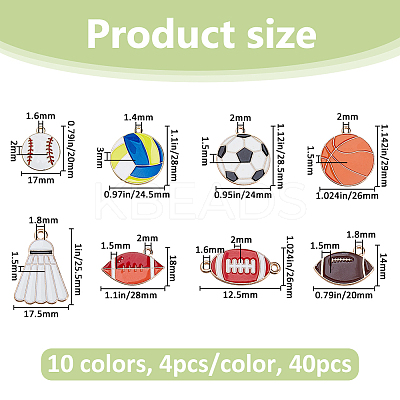 40Pcs 10 Styles Alloy Enamel Pendants ENAM-FH0001-94-1
