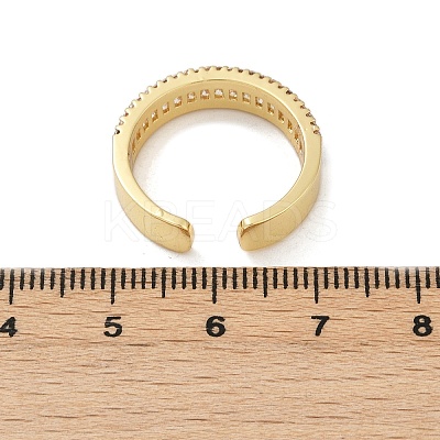 Brass Micro Pave Cubic Zirconia Cuff Rings for Women RJEW-F182-01G-1