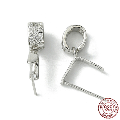 Anti-Tarnish Rhodium Plated 925 Sterling Silver Micro Pave Cubic Zirconia Pendant Bails X-STER-P034-43P-1