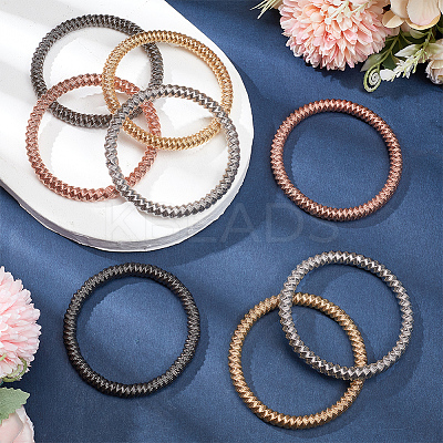 8Pcs 4 Colors Steel Wire Wrap Chain Stretch Bracelets Set BJEW-BC0001-21-1