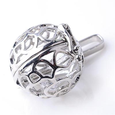 Rack Plating Brass Cage Pendants KK-S751-009P-1