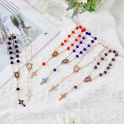 Cross Alloy Enamel Pendant Decorations HJEW-AB00656-1