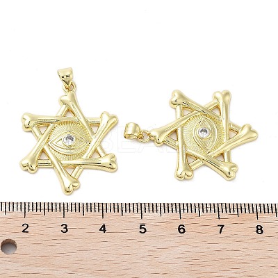 Rack Plating Star of David Brass Micro Pave Cubic Zirconia Pendants KK-E102-07G-1