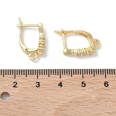 Brass Micro Pave Clear Cubic Zirconia Hoop Earring Findings KK-Z143-05G-1