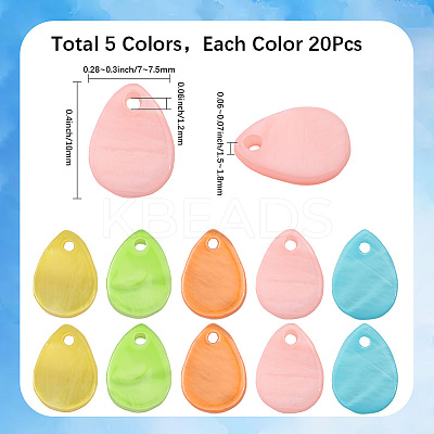 100Pcs 5 Colors Spray Painted Natural Freshwater Shell Teardrop Charms SHEL-SC0001-68-1