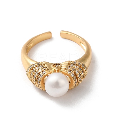 Brass Micro Pave Cubic Zirconia Cuff Rings RJEW-P088-05G-1