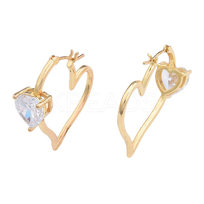 Cubic Zirconia Heart Hoop Earrings EJEW-N011-76-1