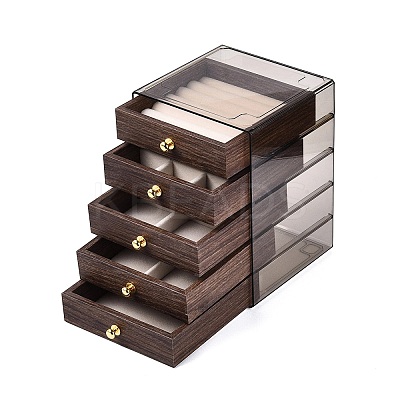 5-Tier PET Plastic Jewelry Storage Drawer Boxes CON-N016-04-1
