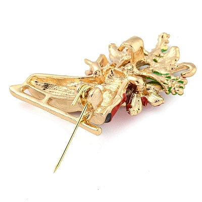 Christmas Theme Golden Zinc Alloy with Rhinestone Brooches LS-JEWB-B018-01G-03-1