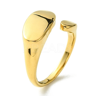 Ion Plating(IP) 304 Stainless Steel Oval Open Cuff Ring RJEW-Z028-01G-1