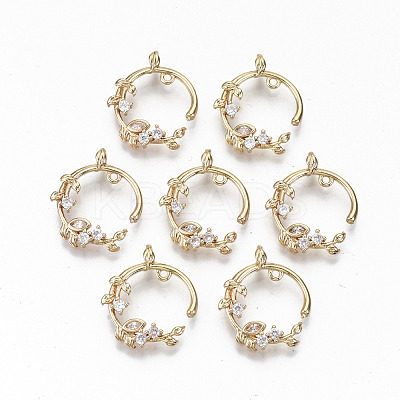 Brass Micro Pave Cubic Zirconia Pendants KK-S359-053-RS-1