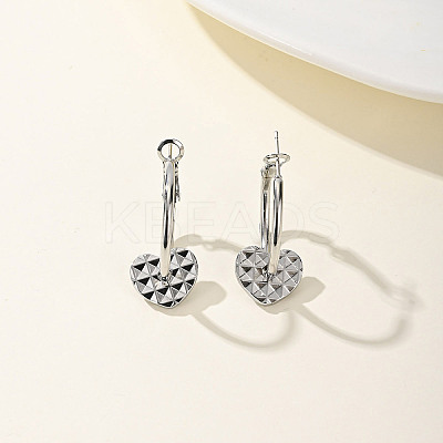Non-Tarnish Personalized Heat Shape Personalized 201 Stainless Steel Dangle Hoop Earrings for Women FH4458-1