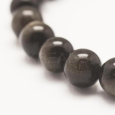 Grade AA Natural Golden Sheen Obsidian Beaded Stretch Bracelets BJEW-G543-8mm-1