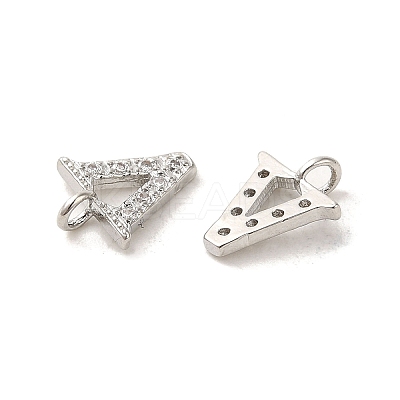 Initial Letter Brass Micro Pave Cubic Zirconia Pendants ZIRC-F008-V-1