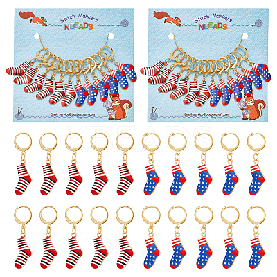 Alloy Enamel Socks Charm Locking Stitch Markers HJEW-PH01673-1
