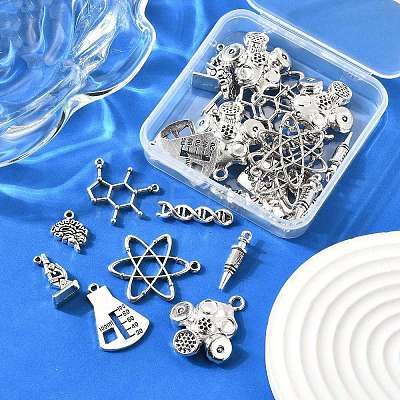 32Pcs 8 Styles Tibetan Style Alloy Charms TIBE-FP0001-07-1