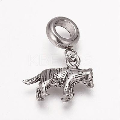 304 Stainless Steel Puppy European Dangle Charms OPDL-K001-24AS-1