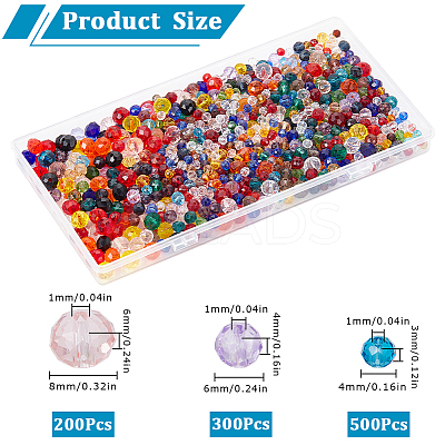 1000Pcs Faceted Rondelle Transparent Glass Beads GLAA-SP0001-28-1