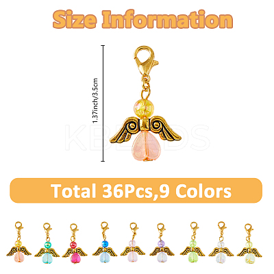 36Pcs 9 Colors Acrylic Pendant Decorations HJEW-FH00015-1
