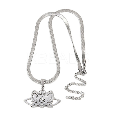201 Stainless Steel Chakra Lotus Flower Hollow Pendant Necklaces LS-NJEW-K283-29P-1