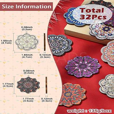 32Pcs 16 Styles Printed Wooden Pendants WOOD-CJ0001-96-1