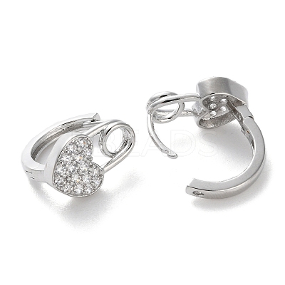 Brass Micro Pave Clear Cubic Zirconia Hoop Earrings EJEW-C121-10P-1