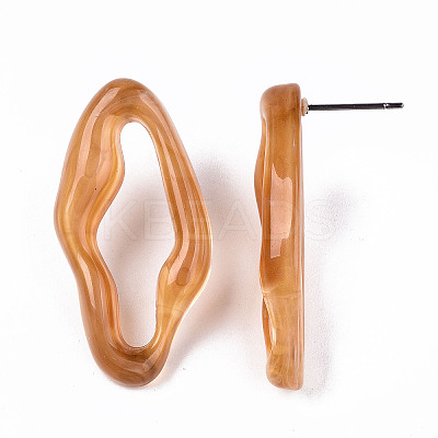 Transparent Resin Stud Earrings EJEW-T012-05-B01-1