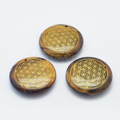 Natural Tiger Eye Pendants G-O163-D02-1