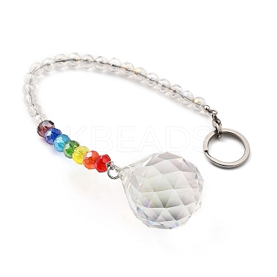 Chakra Round Ball Crystal Suncatcher Dowsing Pendulum Pendants PALLOY-JF00461-02-1