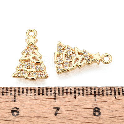 Brass Micro Pave Clear Cubic Zirconia Pendants KK-T077-45G-1