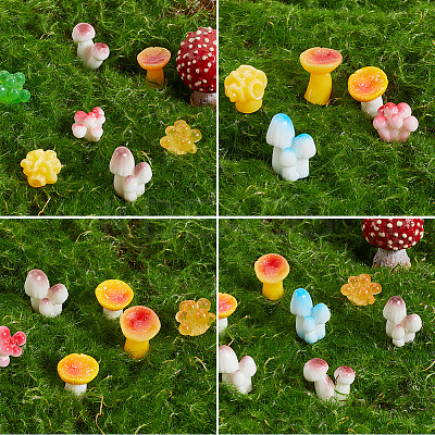 36Pcs 9 Styles Microlandscape Simulation Mushroom Pot Gardening for Doll RESI-SP0001-33-1