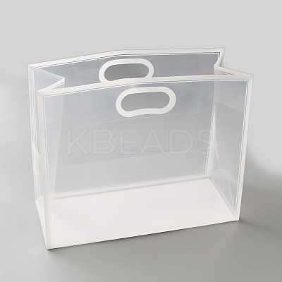 Rectangle Frosted Transparent PP Plastic Storage Bags with Die Hole Handles ABAG-WH0072-004A-1