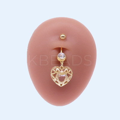 316L Surgical Stainless Steel Micro Pave Clear Cubic Zirconia Belly Rings FS-WGA8928-06-1