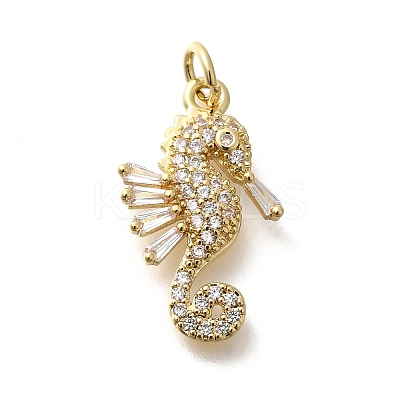 Rack Plating Brass Micro Pave Cubic Zirconia Pendants X-KK-M296-10G-1