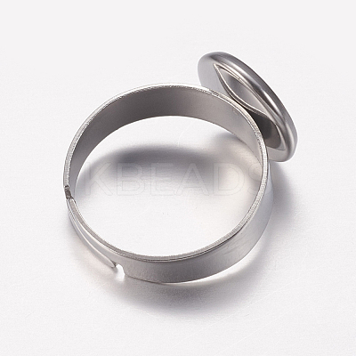 Tarnish Resistant Adjustable 304 Stainless Steel Finger Rings Components STAS-F149-18P-E-1
