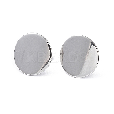 Non-Tarnish 304 Stainless Steel Flat Round Stud Earrings for Women EJEW-I285-12P-1