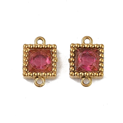 Ion Plating(IP) 304 Stainless Steel Cubic Zirconia Square Links Connector Charms STAS-K256-24G-1