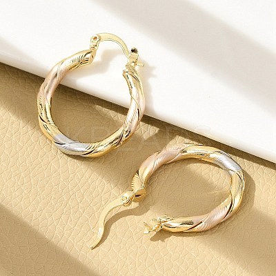 Brass Two Tone Twist Hoop Earrings LS-EJEW-B117-06A-M-1