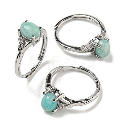 Oval Natural Amazonite Rings RJEW-Q818-01P-01A-1