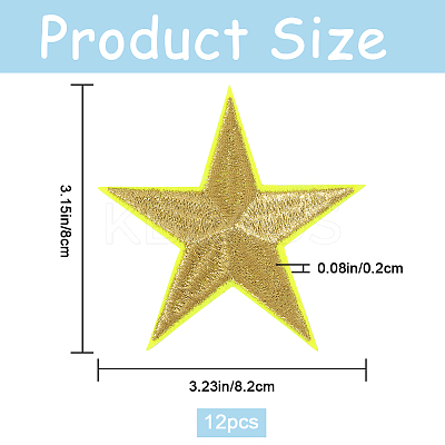 12Pcs Star Shape Cloth Embroidery Applqiues PATC-GF0001-33B-1